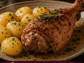 Jambonnette de dinde, pommes de terre vapeur